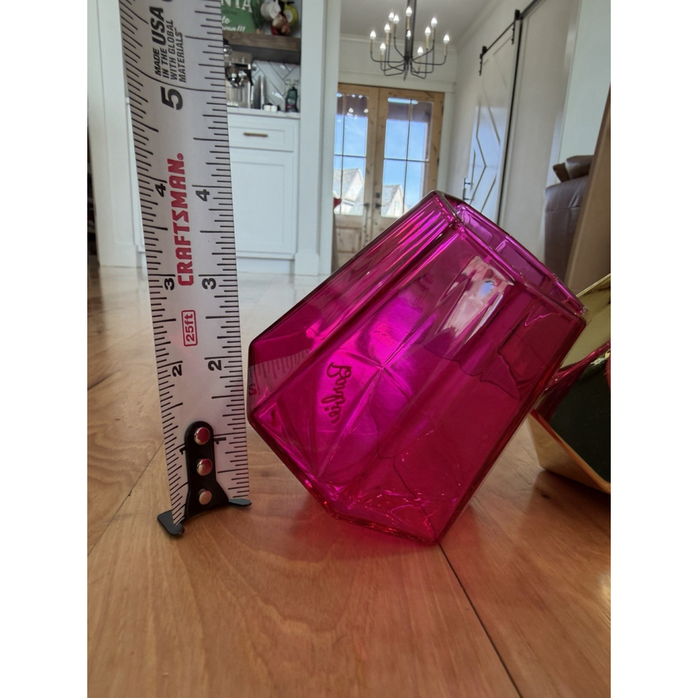 Barbie X Dragon Glass Tumblers Pink And Gold Diamond Shape Cocktail Glasses NWOT - Picture 4 of 4